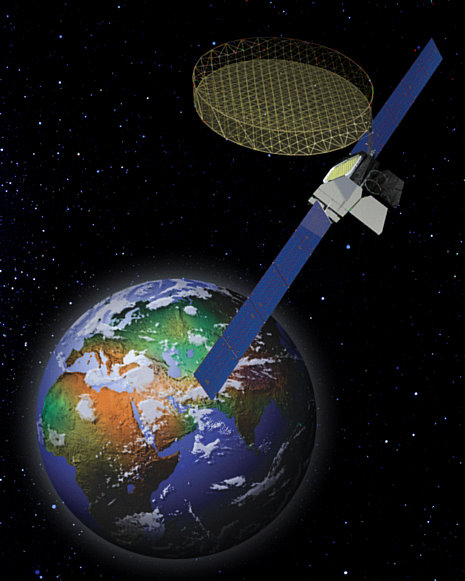 THURAYA-Satellit vom Typ THURAYA-2 und THURAYA-3 THURAYA-Satellit im Weltraum (grafische Darstellung)
